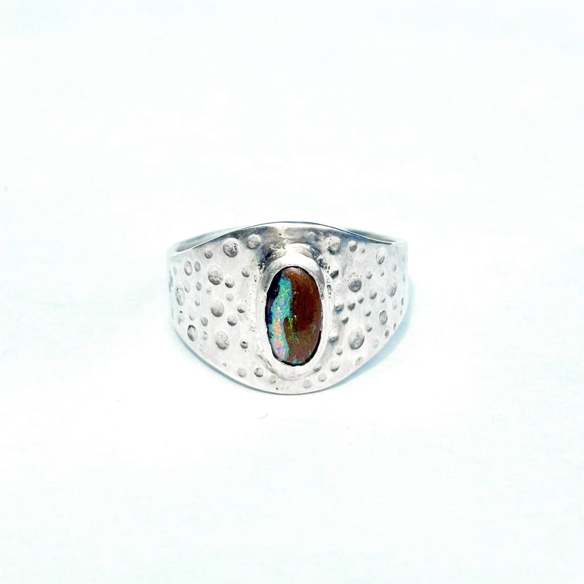 Sea-battered Boulder Opal Ring